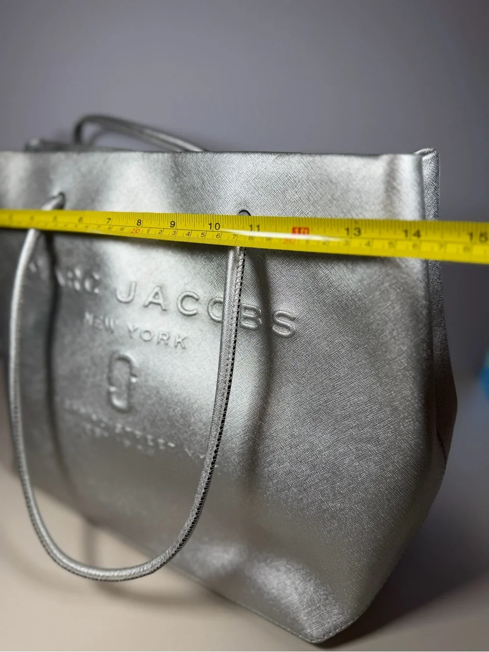 Marc Jacobs Metallic Silver Embossed Logo Tote